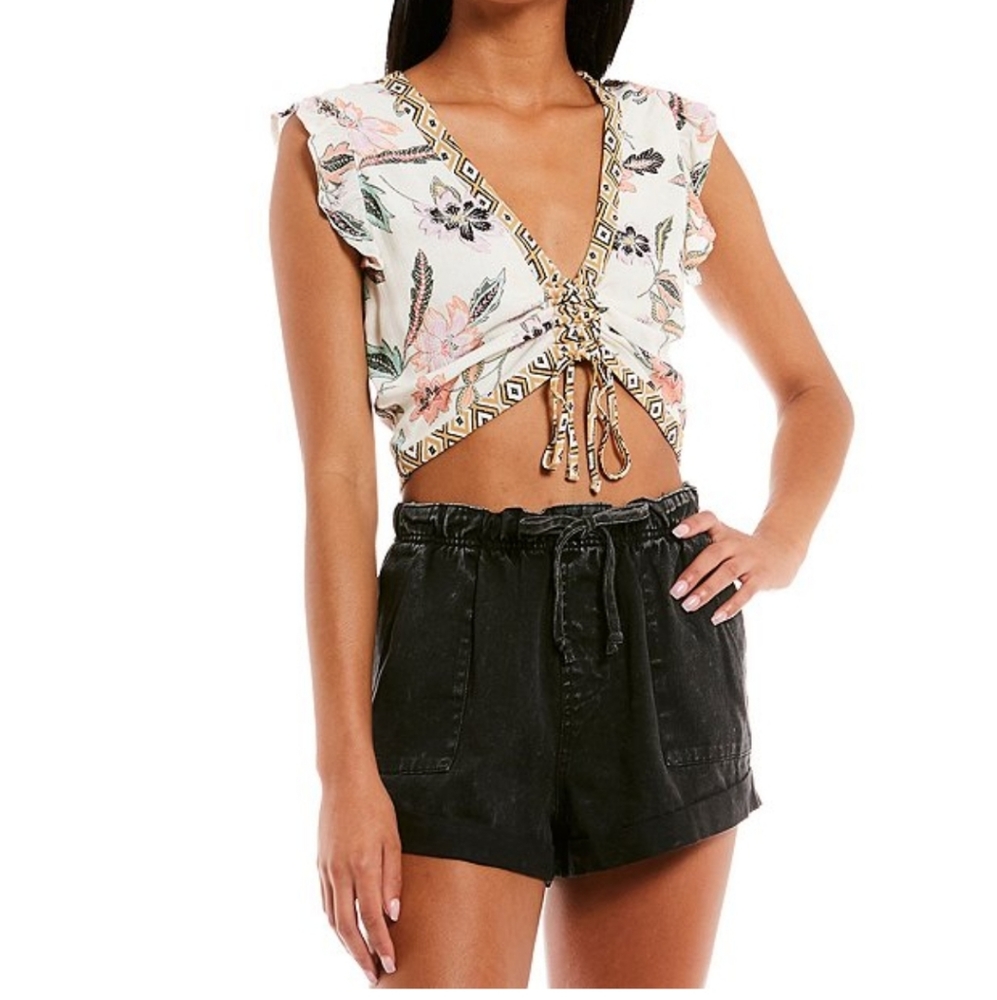 Hurley Island Batik Floral Print Sleeveless Top Blouse